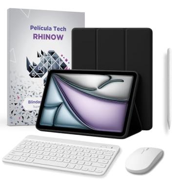 Imagem de Kit Capa Preta Slim c/suporte de caneta para iPad Air 11” (modelo 2024): Película de vidro + Caneta Precision + Teclado e Mouse (Rhinow)