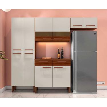 Imagem de Cozinha Compacta Nala 10 Portas 2 Gavetas em MDF com Tampo MDP 222cm Fosco