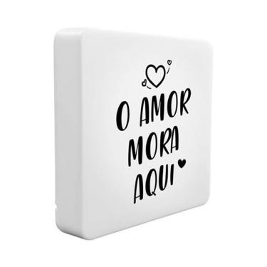 Imagem de Luminária Box Slim o Amor Mora Aqui USB Tpc com Luz Difusa Bivolt e Fita de LED 5W Inclusa Branco
