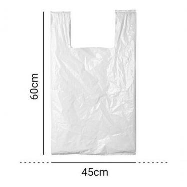 Imagem de Sacola Plástica 45x60 em Polietileno 100% Reciclado Alta Resistência Branca Higipack