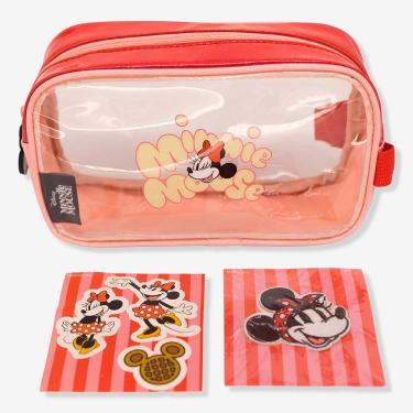 Imagem de Necessaire Mickey e Minnie Necessaire com Adesivos Minnie Mouse Disney em Plástico PP 1...