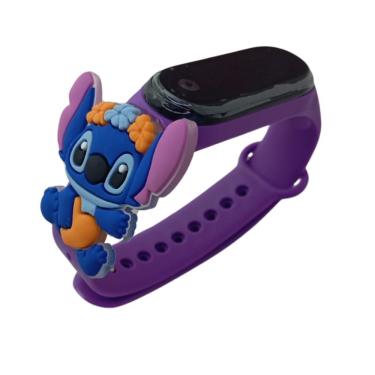 Imagem de Relógio Infantil Feminino Angel Stitch Tiara Analógico à Prova D’água Roxo com Pulseira Confortável OEM