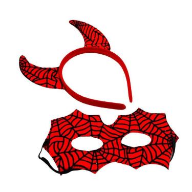 Imagem de Tiara de Fantasia Diabinha Vermelha em Plástico e Poliéster Tamanho Único 28CM X 21CM 01 Unidade Vermelho