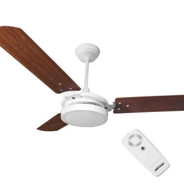 Imagem de Ventilador de Teto com Controle Remoto Valen LED 18w Branco Mogno Vent