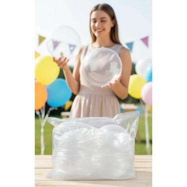 Imagem de 2x 10 Balões Bubble 24" 60cm Transparentes Premium - Congratulations S
