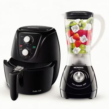 Imagem de Kit Fritadeira Elétrica e Liquidificador AF-36-FB + L-99 FB sem Óleo 3,6L e 500W Preto...