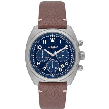 Imagem de Relógio Masculino Orient Cronógrafo Solartech Original MBSCC69D2NX Pulseira Couro Marro...