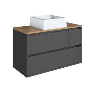 Imagem de Balcão Gabinete de Banheiro Suspenso 80 Belarus 2 Portas e 1 Gaveta Gr