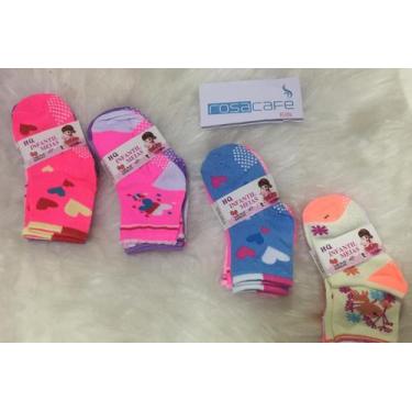 Imagem de Meia infantil feminina com 12 pares tamanho 19-23, 4 a 6 anos. - amora