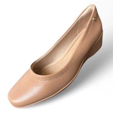 Imagem de Sapato Anabela Comfort Flex Feminino 24-94301, 34, Nude
