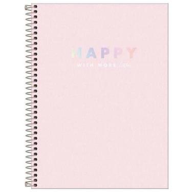Imagem de Caderno Colegial Capa Plástica 80 Folhas Happy Rosa -Tilibra