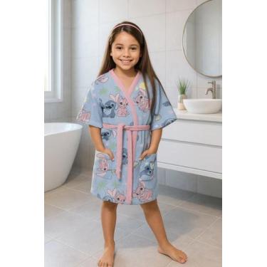Imagem de Roupão Aveludado Quimono Infantil 2 a 7 Anos Stitch Lepper