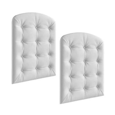 Imagem de Kit Capitonê Peroba para Berço Elô material sintético Branco MDF 2 Peç
