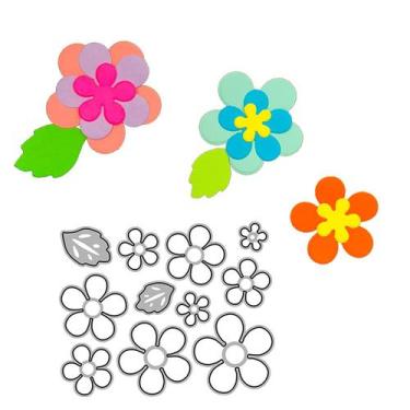 Imagem de Matrizes de corte para scrapbooking FAWENUCY em metal com flores 14 x 