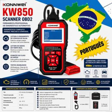 Imagem de Scanner Automotivo Konnwei Kw850 Obd2 Configura Em Portugues - BLUTU