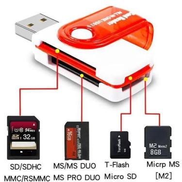 Imagem de Leitor de Cartão USB 2.0 SD Micro SD TF MMC MS Duo M2 Multicartão Univ