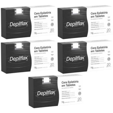 Imagem de Kit 5 Cera Depilatoria Quente Tabletes Negra Depilflax Baixa Fusao Pro
