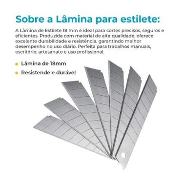 Imagem de Estilete Largo Emborrachado 18mm com Trava Circular e 30 Lâminas Extra