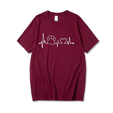 Imagem de FZSWD Cão Gato Feminino Algodão Casual Engraçado Camiseta Para Senhora Menina Top Camiseta Hippie 13 Cores
