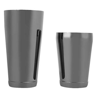 Imagem de Coquetel, ferramenta de barra de aço inoxidável Boston Shaker Shaker Cocktail Shaker Cocktail Cocktail Tin Bartender Barware (preto)