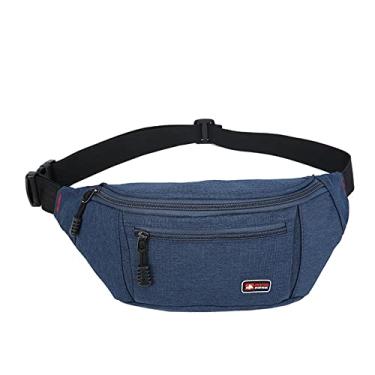 Imagem de JXGSGOGO Pochetes para mulheres e homens, bolsa de cinto moderna para meninas adolescentes com cintos ajustáveis de vários bolsos, bolsa para viagem, caminhada, ciclismo, corrida, Azul, Medium