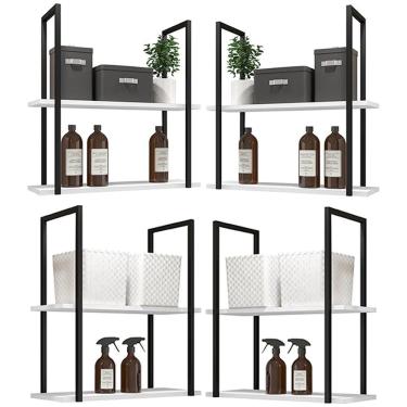 Imagem de Kit 04 Prateleiras Decorativas Multiuso Industrial D01 Design Branco Fosco - Lyam Decor
