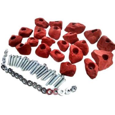 Imagem de Kit 21 Agarras Escalada Tam Pmg Realrocks Madeira Terracota