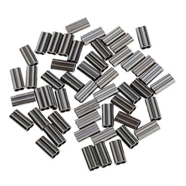 Imagem de 50xDouble Micro Crimps Linha de Pesca em Mar Grosso Mono Trançado de Fio Trace Mangas - Preto, 1,5 mm Furo