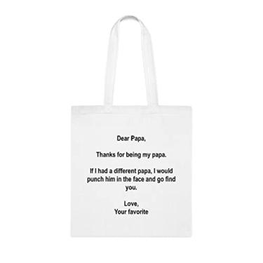 Imagem de Dear Papa Tote bag, Papa Gift, ideia de presente de papai, presente para papai, bolsa de ombro papai, bolsas reutilizáveis, presente para papai da filha favorita, filho e filhos, Branco