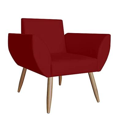 Imagem de Poltrona Decorativa Flora Pés Palito Suede Bordô - DS Estofados