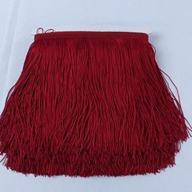 Imagem de 10 jardas/lote Renda Franja Borla Poliéster Lace Trim Fita DIY Cortina Vestido Latino Vestuário de Palco 15cm/20cm/30cm de Largura, Vinho Tinto, 30cm de Largura