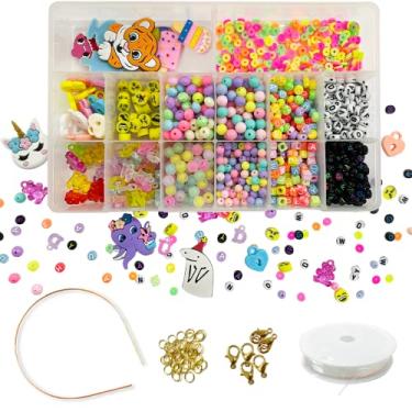 Imagem de Kit Miçangas Infantil Para Montar Pulseiras Colar Maleta Missangas Coloridas 1690pçs Presente Criança Para Artesanato Biju