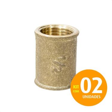 Imagem de Luva Fêmea Rosca/Rosca de 1/2 Em Latão Amarelo Kit 02un