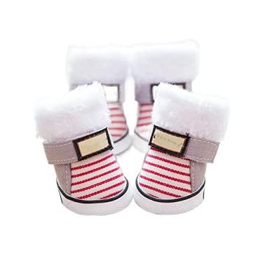 Imagem de YUEMOL Botas para cães 4 peças de sapatos de inverno para cachorros, ursinhos de pelúcia antiderrapantes e quentes, botas de neve para pés de cachorro pequenos (Color : F, Size : 3#)