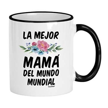 Imagem de Casitika Caneca Regalos Para El Dia De La Madre. Caneca La Mejor Mama del Mundo 325 ml. Ideia de presente para a mamãe em espanhol. Taza Para Cumpleaños De Mami.