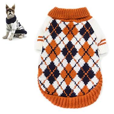 Imagem de Yajun Suéter de inverno para animais de estimação quente malha moda roupas para cães outono casa roupa macia para cachorro casaco design elegante suéter confortável, laranja, G