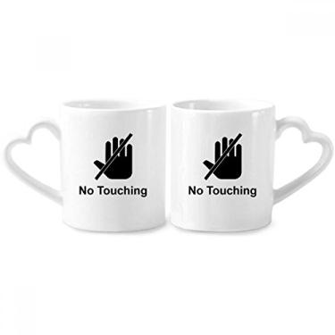 Imagem de Conjunto de canecas de porcelana para casais, símbolos de aviso, desenho animado e coração