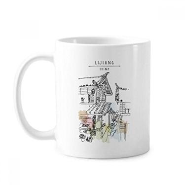 Imagem de Uma rua ocupada em Lijiang da China Caneca cerâmica xícara de café porcelana louça
