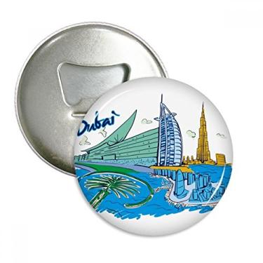 Imagem de Emirados Árabes Unidos Dubai Abridor de Garrafas Aquarela Imã Emblema Multifuncional