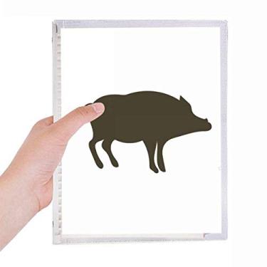 Imagem de Caderno com retrato de animal fofo de javali preto, diário de folhas soltas recarregável, papelaria