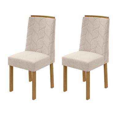 Imagem de Conjunto com 2 Cadeiras Astrid Linho Bege e Amêndoa Clean