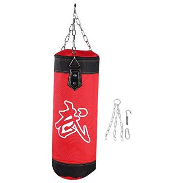 Imagem de Bolsa de boxe Vbestlife vazia, saco de pancadas para pendurar para treino de exercícios de karatê MMA Fight Kit de treino com mosquetão de corrente 0,6 m/0,8 m/1 m/1,2 m (vermelha 0,6 m)