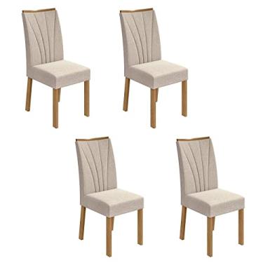 Imagem de Conjunto 4 Cadeiras Estofadas Apogeu Móveis Lopas Amêndoa Clean/linho Rinzai Bege