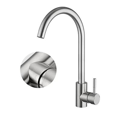 Imagem de Torneira de cozinha de aço inoxidável de ouro preto 360 Rotação Torneira de cozinha Deck Mount Torneiras de pia de água quente fria Torneiras misturadoras, D