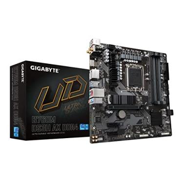 Imagem de GIGABYTE B760M DS3H AX DDR4 (LGA 1700/ Intel/ B760/ M-ATX/ DDR4/ 2* M.2/ PCIe 4.0/ USB 3.2 Gen 2 Tipo-C/WiFi 6E/ 2.5GbE LAN/Q-Flash Plus/PCIe EZ-Latch/Placa mãe para jogos)