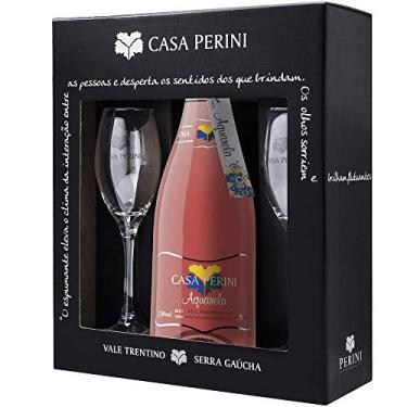 Imagem de Kit Espumante Moscatel Rosé Aquarela Casa Perini + 2 Taças