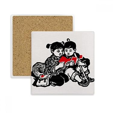 Imagem de Mochila para meninos e meninas, livro patriotismo, quadrado, porta-copos, caneca, suporte subplaca, pedra isolante