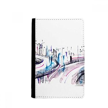Imagem de Capa carteira porta-cartões com design moderno arranha-céus Overpass para passaporte Notecase Burse