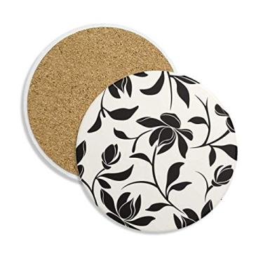 Imagem de Caneca de porta-copos de plantas com desenho de videira de flor e pedra absorvente de proteção de mesa