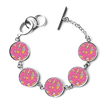 Imagem de DIYthinker Pulseira de sorvete de açúcar rosa estrela com pingente de picolé